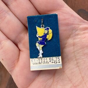 Vintage 925 Sterling Silver Enamel Female Color Guard Pendant Bracelet Charm
